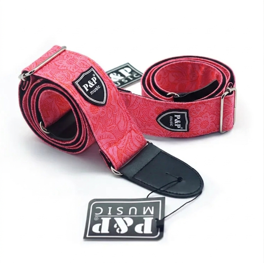 Correa para guitarras P&P Rosa coral